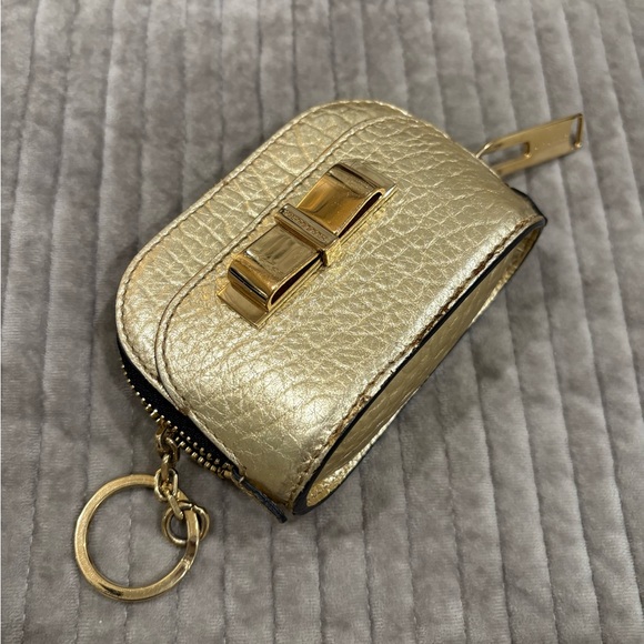 Burberry Accessories - Burberry Black and Gold Leather Pouch